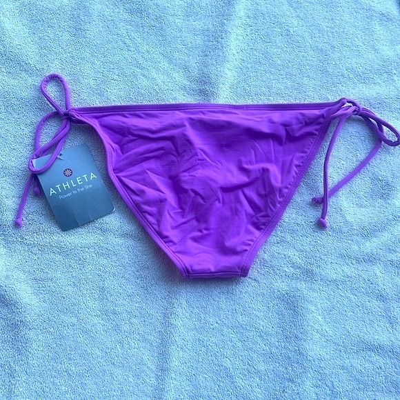 NWT ATHLETA Swim Suit Bottoms Solid String BTHPP Size XXS Lavender - Picture 2 of 4